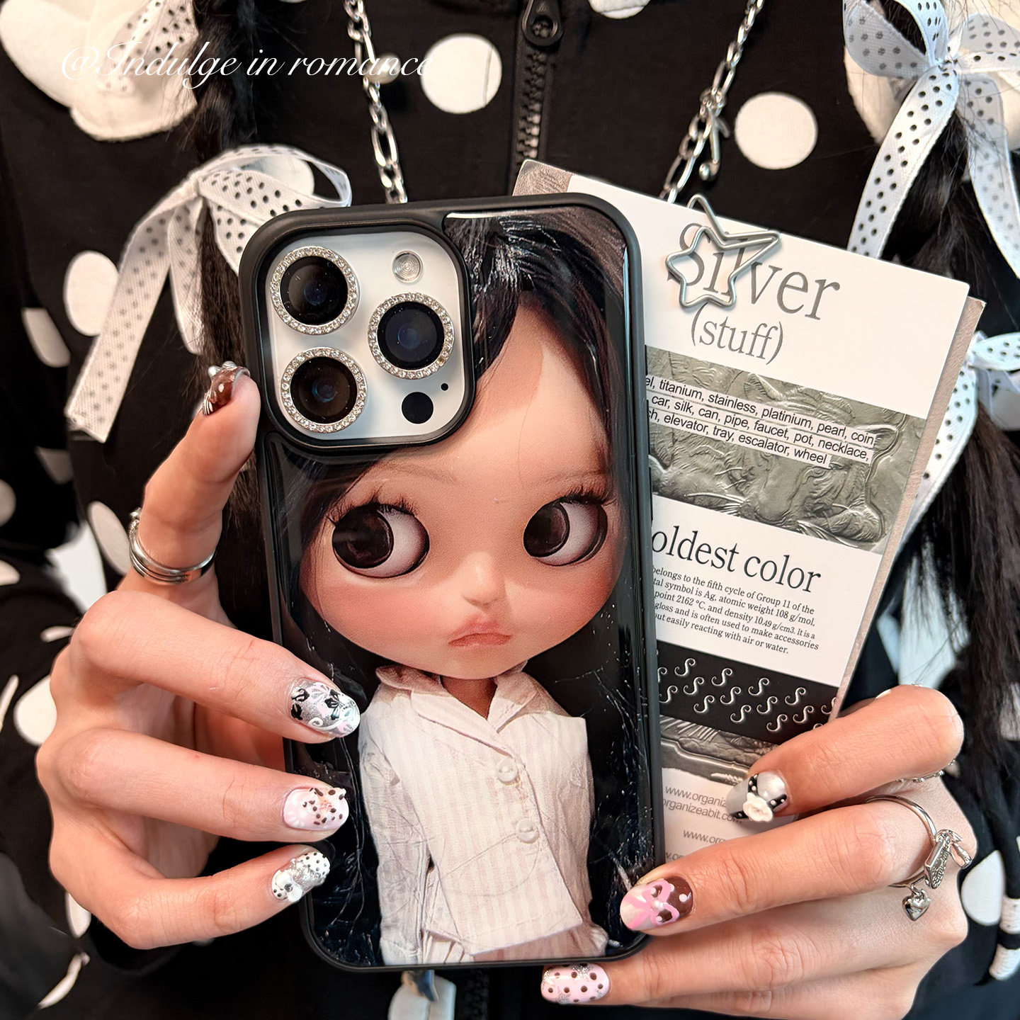 Blythe穿条纹睡衣ins风手机壳图片
