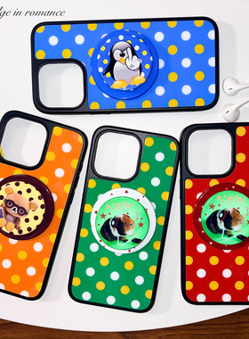 适用日系古早双色波点简约日韩原创创意磁吸复古iphone1716promax亚克力壳苹果16plus/17pro手机壳