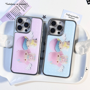 可爱波点双子星甜日系复古古早ins韩少女13适用iphone16promax亚克力壳苹果15plus/14手机壳