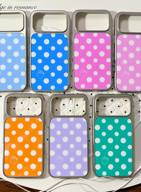 适用草莓彩色波点肤感磁吸少女古早ins日韩iphone1617promax亚克力壳苹果15plus131412银边手机壳