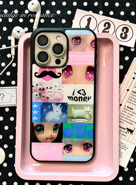 古早拼接音符二次元少女y2k原创复古iPhone17promax滴胶全包iphone17131416promax亚克力壳苹果1614pro手机壳