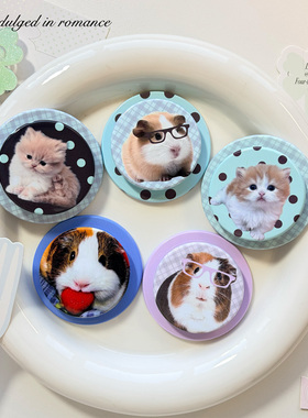 适用古早可爱豚鼠波点格纹小猫菲林磁吸气囊手机支架magSafe小众