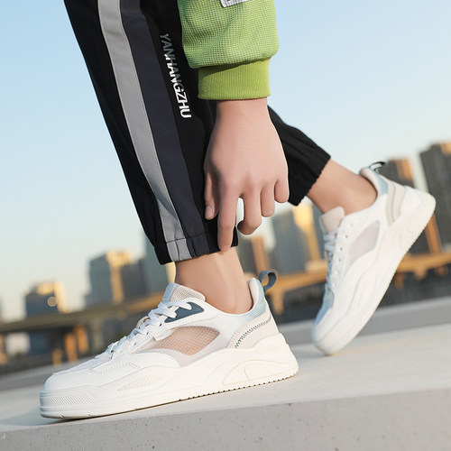 贵人鸟2025新款白色百搭网面男鞋