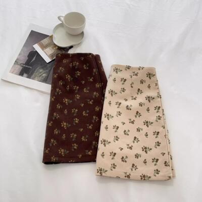 碎花灯芯绒半身裙小个子包臀裙