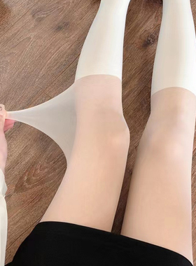 拼接假小腿袜白丝女春秋大腿袜高筒拼接过膝打底袜日系JK白色连裤