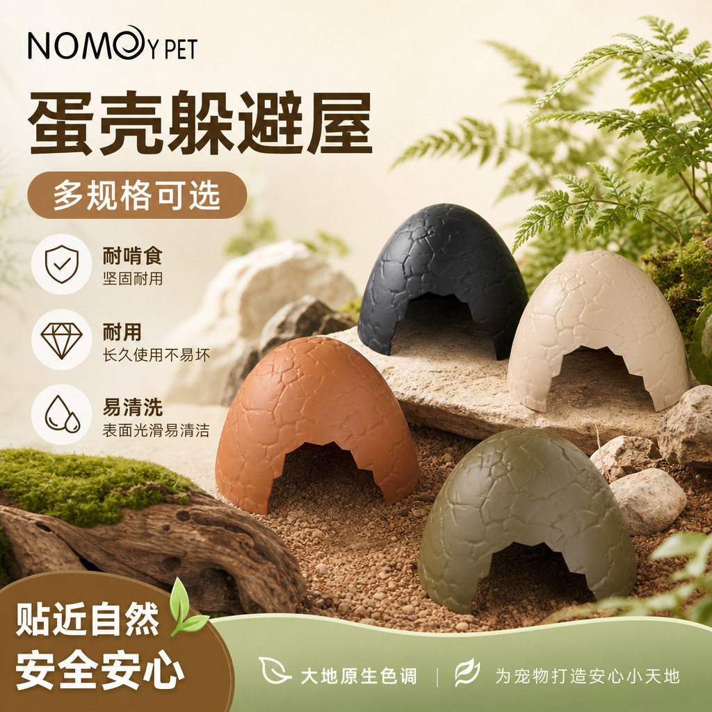 变色龙蜥蜴守宫爬宠饲养箱雨林缸大空间塑料仿真岩石蛋壳躲避屋