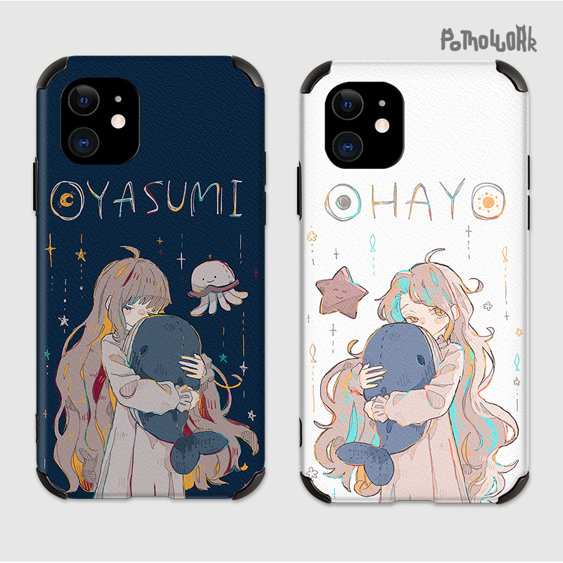 苹果11蚕丝羊皮卡通动漫闺蜜女款