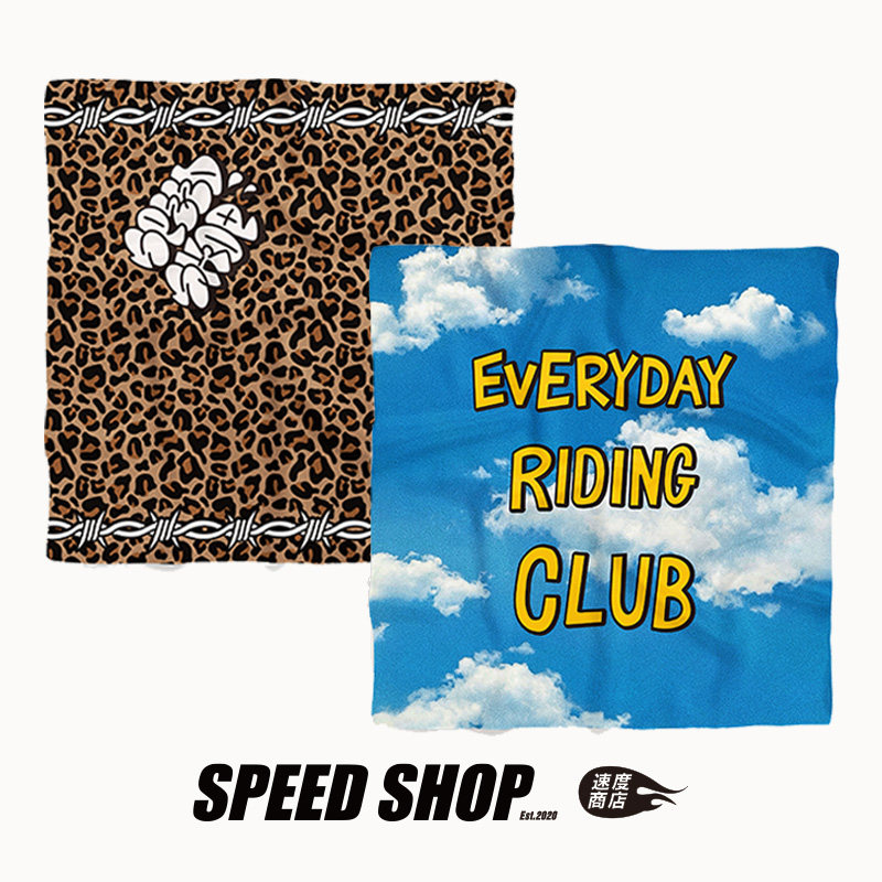 SPEEDSHOP*每天骑车俱乐部 复古机车涂鸦手绘豹纹天空方巾头巾