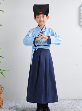 黑色汉服帽子男童儿童古装书生帽古代古风帽秀才儒巾国学书童头饰