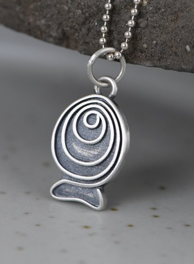 银小泰S925纯银锁骨链福字吊坠 复古小鱼百搭diy手脚链吊饰配件女