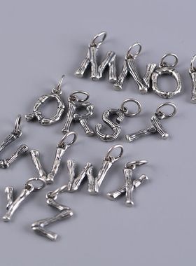 S925纯银姓氏字母竹节吊坠男女