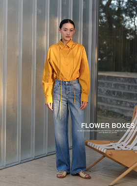 花匣子牛仔裤65850新款复古高级感高腰宽松男友直筒风阔腿裤女