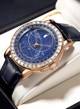 日历型满天星镶钻百达星空手表日月星辰大海魅影夜光自动机械男表