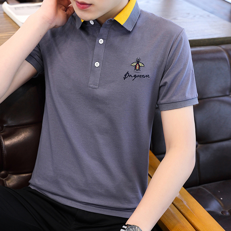 New slim men's business leisure cool wave brand solid color polo shirt in summer 2021