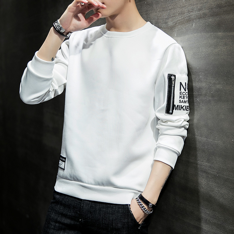 2021 spring new round neck Pullover Sweater long sleeve casual Korean color contrast trend student men's top