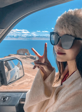 日本新品兔毛绒皮草一体包头帽子女冬季加厚保暖防寒针织毛线帽潮