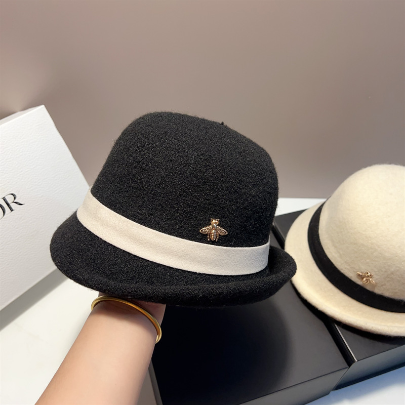 日本RX小香风盆帽蝴蝶结渔夫帽女秋冬法式毛呢礼帽卷边保暖帽子