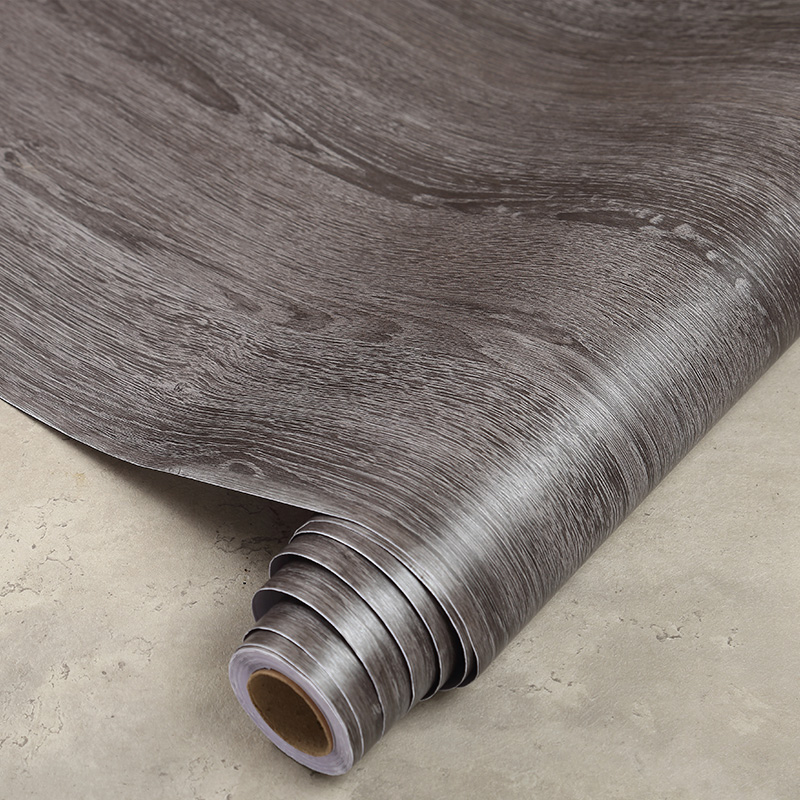 灰色木纹墙纸自粘防水桌面贴纸
