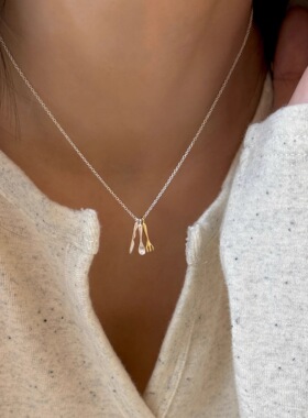 创意撞色刀叉餐具吊坠项链女时尚百搭小众可爱精致趣味颈链锁骨链