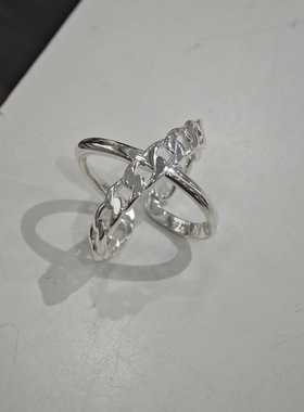 小众设计感交叉戒指女几何冷淡风夸张X线条开口指环百搭食指戒潮