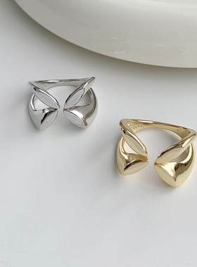 几何花朵镀银冷淡风女士戒指