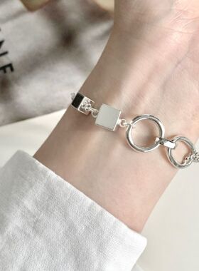 简约冷淡风几何方圆手链女小众设计感个性创意手环ins风百搭手饰