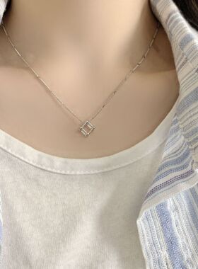 几何镂空立方体吊坠项链女甜酷百搭个性高级感锁骨链ins风颈链潮