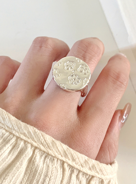 简约冷淡风圆盘小花开口食指戒