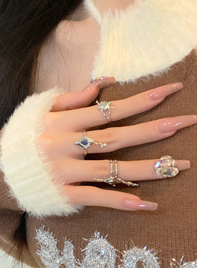 个性液态星芒戒指女精致轻奢几何不规则嘻哈开口指环ins食指戒潮