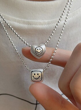 甜美几何爱心项链女拉丝雾面轻奢精致锁骨链韩版小众设计感颈链潮