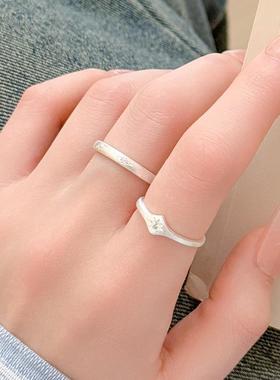 小巧精致百搭星星戒指女简约细圈拉丝哑光开口指环小众个性食指戒