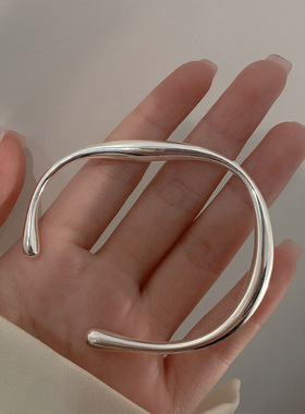 几何S925镀银不规则水滴手镯女复古时尚气质韩版手环简约嘻哈手饰