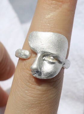 甜酷人脸面具戒指女个性时尚欧美风夸张时尚开口指环网红食指戒潮