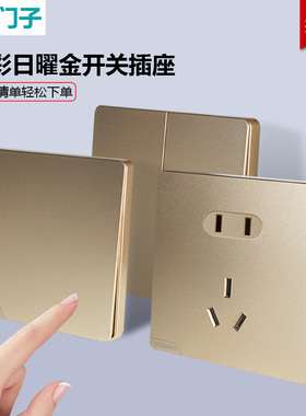 西门子开关插座皓彩日曜金10五孔带一开空调16A面板86暗装usb香槟