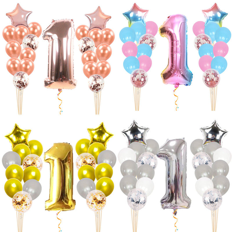 跨境18寸五角星铝箔气球数字套装 生日派对婚礼装饰亮片气球