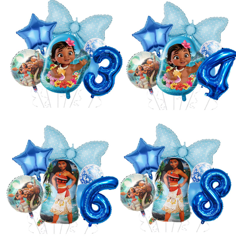 新款海洋奇缘铝膜气球32寸数字亮片莫安娜卡通铝箔装饰套装气球