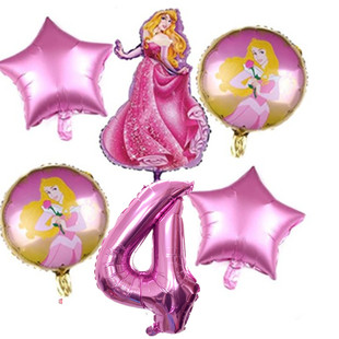 睡美人公主气球卡通冰雪白雪贝儿公主铝膜气球女孩1-9生日装饰