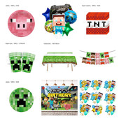 生日派对餐具装 世界Minecraft 饰纸盘纸杯桌布拉旗气球 我 新款