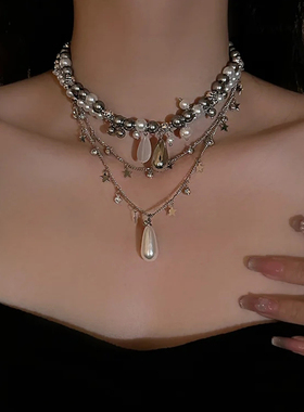 珍珠的眼泪双层流苏项链choker