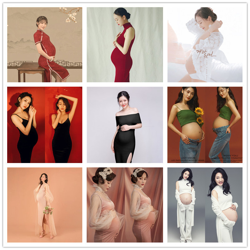 孕妇照服装新款唯美蕾丝裙孕妇摄影艺术拍照影楼孕妇照片写真服装