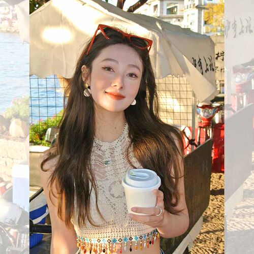 无袖针织上衣短款小吊带女