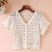上衣短外套薄款 防晒开衫 钩花镂空针织罩衣空调衫 新款 小披肩 女夏装