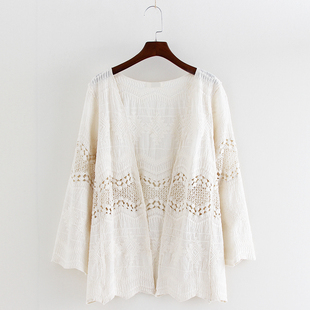 夏季镂空防晒衣女2025新款披肩式上衣空调衫蕾丝衫中长款开衫外套