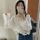 蕾丝刺绣长袖 小衫 简约镂空罩衫 宽松短款 小众衬衣女 法式 2025年秋季