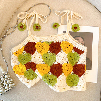 钩花短款吊带背心新款甜美修身