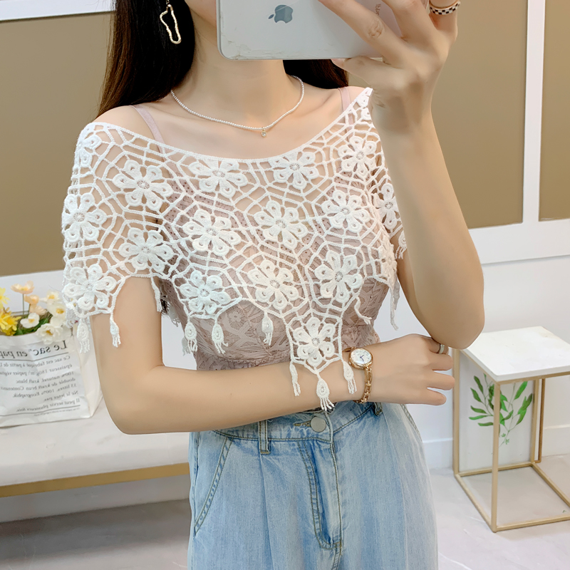 配裙子针织镂空罩衫小披肩春夏蕾丝短款外搭薄款套头百搭小坎肩女