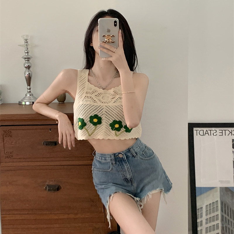 镂空小吊带背心女短款纯欲风夏季