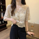 蕾丝小衫 2025夏季 上衣 V领薄款 外搭防晒罩衫 仙女风蕾丝开衫 女短袖