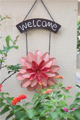 户外花园庭院装饰铁艺花欢迎牌