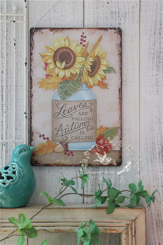 多款复古花卉花园铁皮画挂画